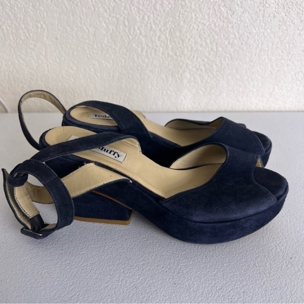 Ted & Muffy suede heels ankle strap blue size 37
